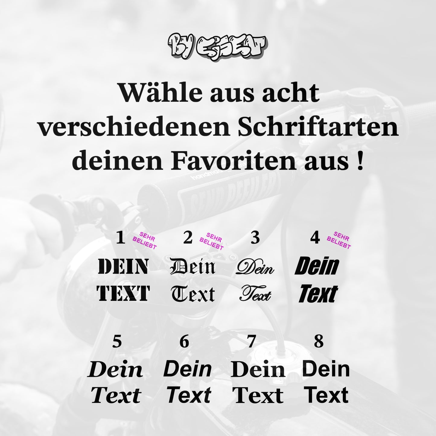 Lenkerpolster- Konfigurator Schriftzüge