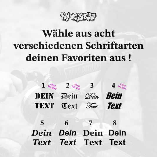 Lenkerpolster- Konfigurator Schriftzüge